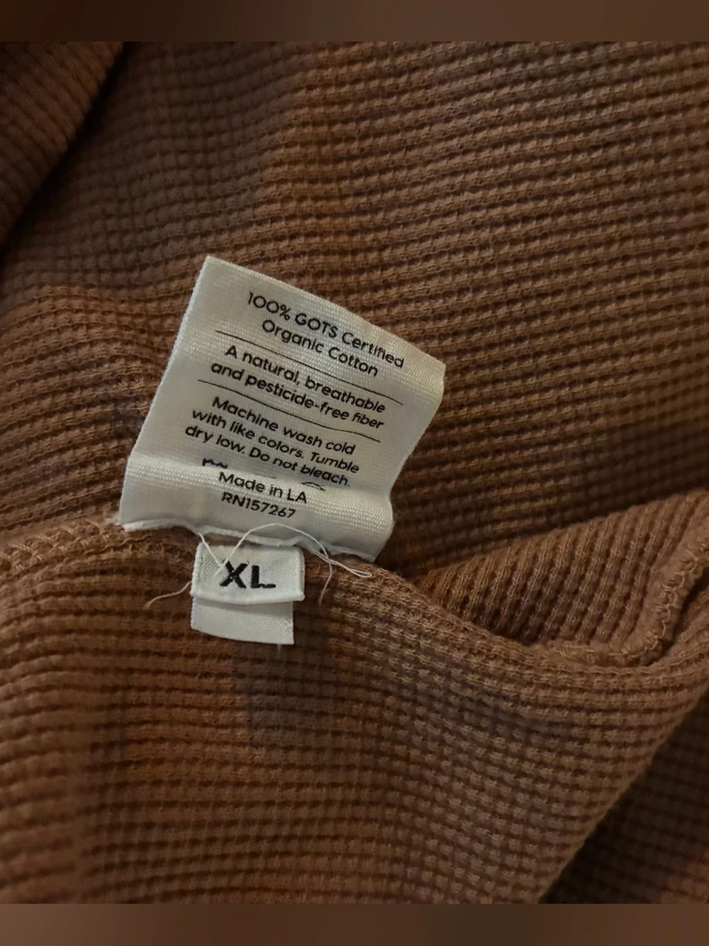 MATE the Label Waffle-Knit (XL) Shorts High-Waist Drawstring Brown Caramel - Picture 4 of 4